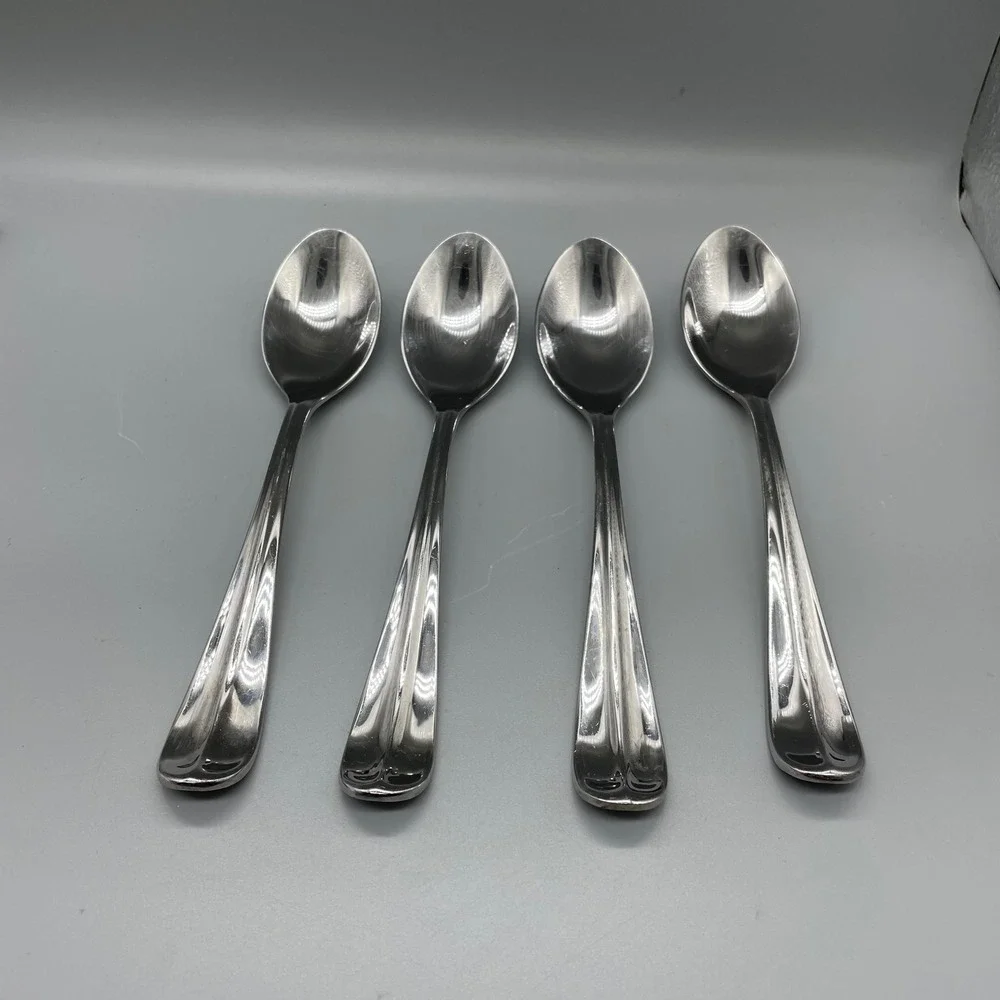 Dansk Alsace Stainless Oval Soup Spoons Set of 4 Silverware Flatware Glossy 8